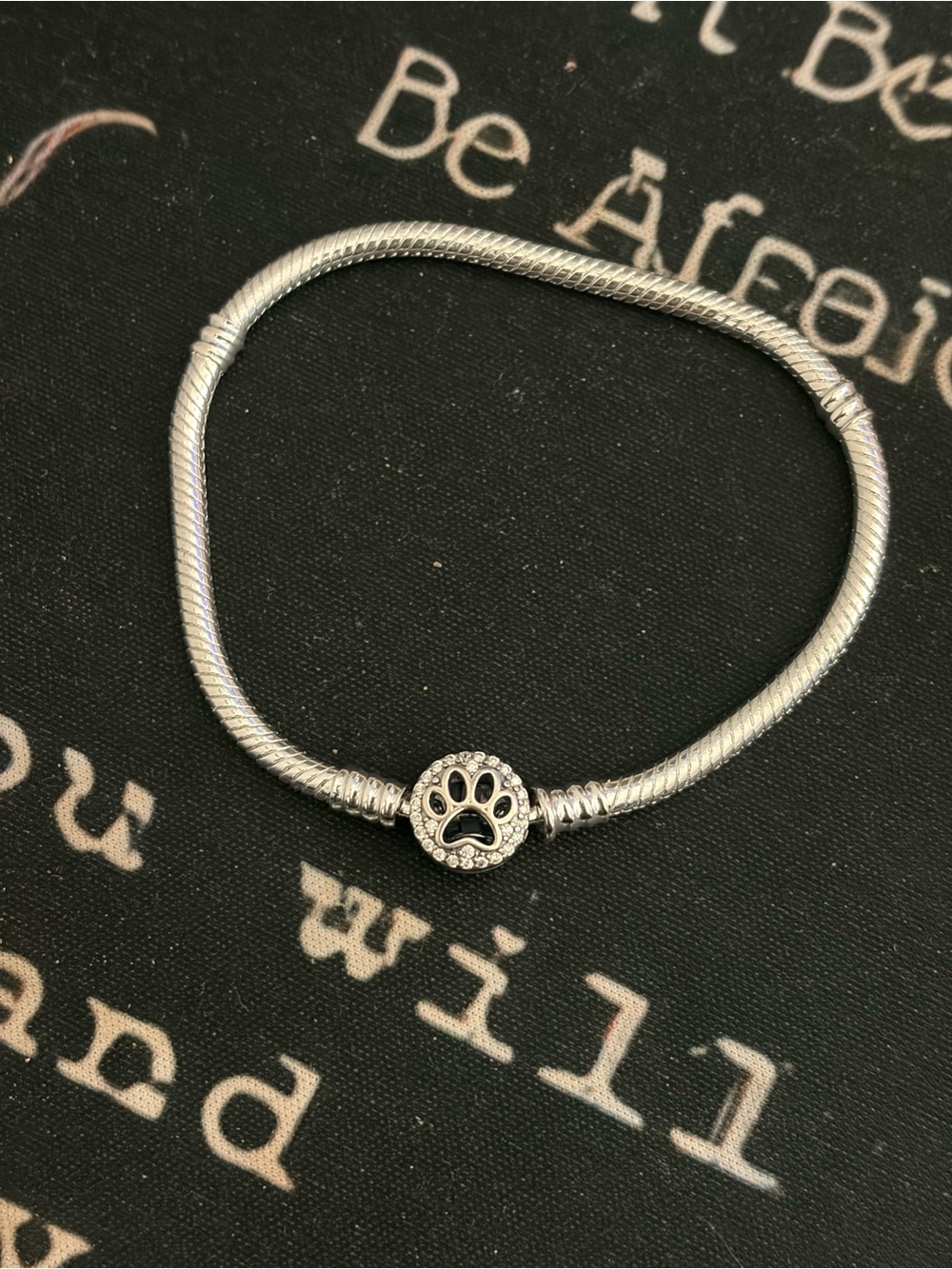 Silver Paw Print Charm Bracelet - Women's Bracelet 18cm